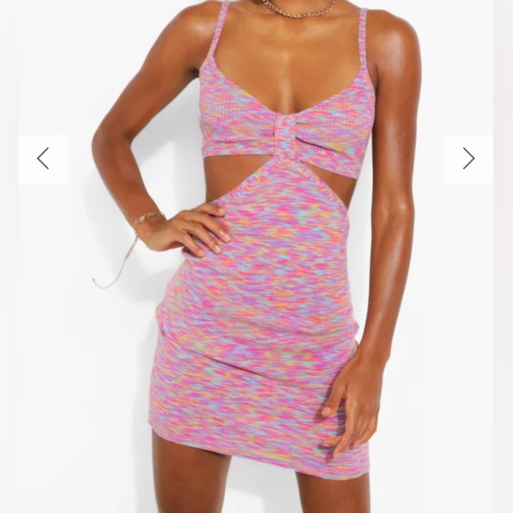 Boohoo space dye knit cut out mini dress